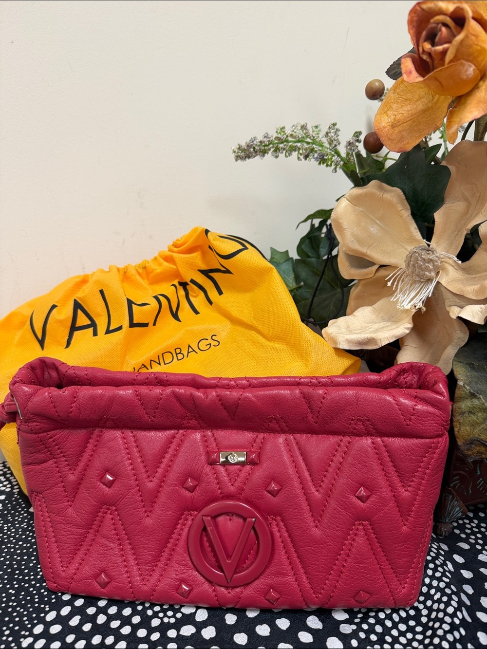 Valentino Garavani Raspberry Quilted Leather Shoulder Bag